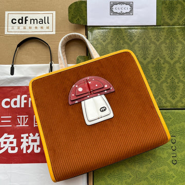 gg Children’s Mushroom Tote Bag Brown For Women, Women’s Bags 11in/28.5cm ggâ â705042 2S8HN 2886