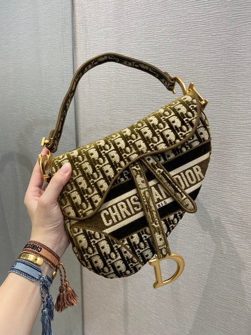 Top Quality Saddle Bag Brown Oblique Canvas Gold Toned Hardware For Women 25cm/10in CD