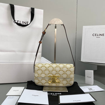 Top Quality Triomphe Shoulder Bag In Triomphe Canvas White For Women 8in/20cm 194142CUZ.01BC