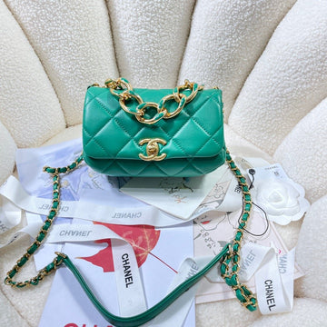 CHLMini Flap Bag Gold Hardware Green For Women, Women’s Handbags, Shoulder Bags 6.7in/17cm AS3365