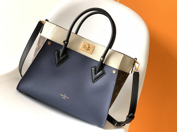 Top Quality On My Side MM Tote Bag Monogram Canvas Navy Blue For Women,  Shoulder Bags 12in/31cm Top Quality M55933