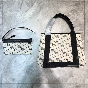 Top Quality Navy Small Cabas Tote Bag In White, For Women,  Bags 18.5in/47cm