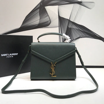 YSSL Cassandra Medium Top Handle Bag In Grain Dark Green For Women 9in/24.5cm YSL