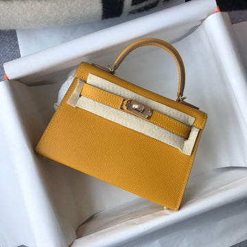 Top Quality Kelly 19 Yellow With Gold Toned Hardware Bag For Women, Handbags, Shoulder Bags 7.5in/19cm
