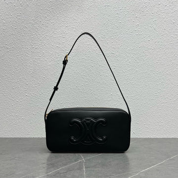 Top Quality Camera Shoulder Bag Cuir Triomphe Black For Women 10in/26cm