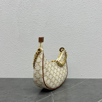 Top Quality Medium Ava Chain In Triomphe Canvas White For Women 10in/25cm