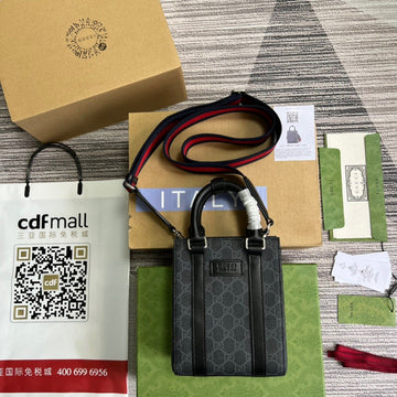 gg Supreme Mini Tote Bag Black gg Supreme Canvas For WomenÂ  7.9in/20cm gg 696010 K5RLN 1095