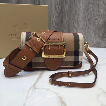 Top Quality The Small Buckle Bag In Ho Check Brown For Women, Bags 7.5in/19cm
