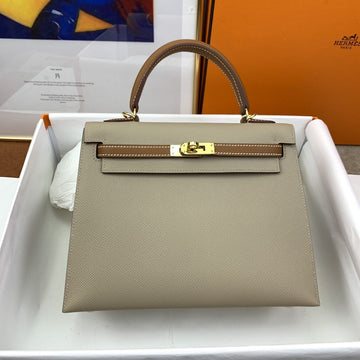 Top Quality Kelly 25 Sellier Epsom Greige/Brown Bag For Women, Handbags, Shoulder Bags 10in/25cm