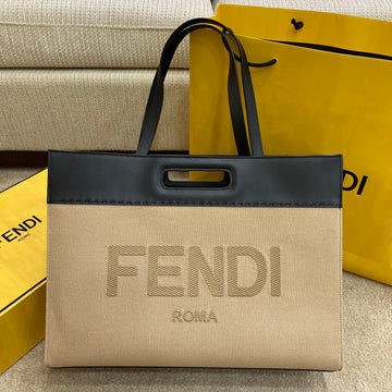 Top QualityTop Quality Canvas Tote Bag Cream/Black For Women, Women’s Handbags 18.1in/46cm FF 7VA480