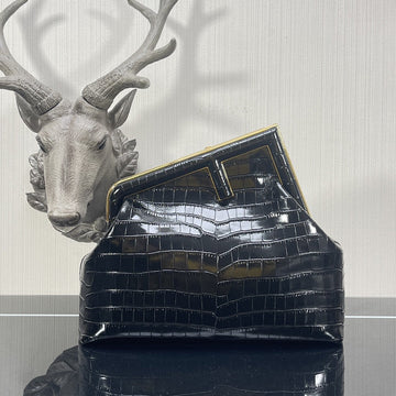 FI First MeTop Qualityum Black CrocoTop Qualityle Bag For Woman 32.5cm/13in