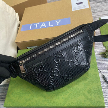 gg Embossed Belt Bag Black gg Embossed For MenÂ  9.1in/23cm gg 658582 1W3CN 1000