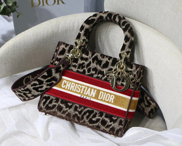Top Quality MeTop Qualityum Lady D-Lite Bag, Leopard Brown Handbags, Crossbody Bags, 24cm CD