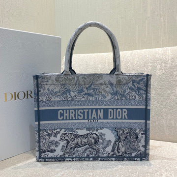 Top Quality MeTop Qualityum Book Tote Blue Toile de Jouy Reverse Embroidery, Blue, For Women WomenÂs Handbags, Shoulder Bags, 36cm CD M1296ZRGO_M928