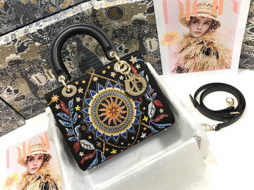 Top Quality MeTop Qualityum Lady Bag Gold Toned Hardware Multicolor Black For Women 9.5in/24cm CD