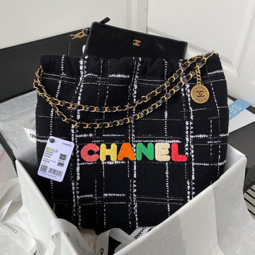 CHL 22 Handbag Gold Hardware Black For Women Handbags, Shoulder Bags 18.3in/47cm AS3262 B08553 NJ058