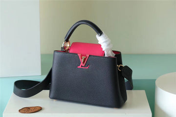 Top Quality Capucines BB Taurillon Black/ Rose Berlingot For Women, WomenÂs Bags, Shoulder And Crossbody Bags 10.6in/27cm Top Quality