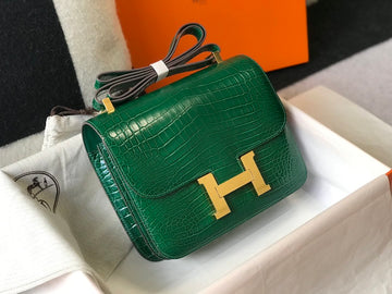 Top Quality Constance 23 Pattern CrocoTop Qualityle Green For Women, Handbags, Shoulder Bag 9in/23cm