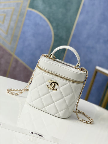 CHLVanity Case Gold Hardware White For Women, Women’s Handbags, Shoulder Bags 9in/24cmÂ 