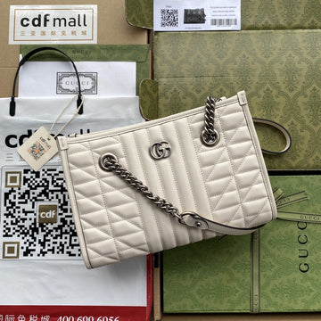 gg Marmont Small Tote Bag White Matelasses For Women 10in/26.5cm gg