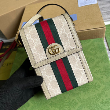 gg Ophidia Mini Bag Beige And White gg Supreme Canvas For WomenÂ  7in/17.5cm ggÂ 