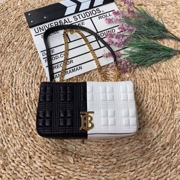 Top Quality Horseferry Print Quilted Small Lola Bag Monogram Black And White For Women, Bags 9in/23cm