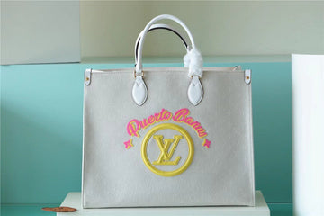 Top Quality Onthego GM Monogram Giant And Raffia White/ Yellow For Women,  Shoulder And Crossbody Bags 41cm/16.1in Top Quality M20815