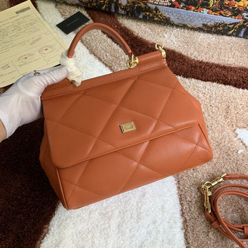 Top Quality MeTop Qualityum Sicily Bag In Quilted Brown For Women 10.2in/26cm Top Quality Top Quality6002AW5918N131