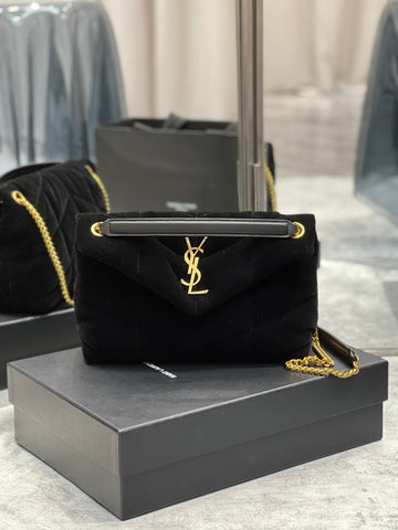 YSSL Puffer Small Chain Bag Black For Women, Women’s Bags 11in/29cm YSLâ