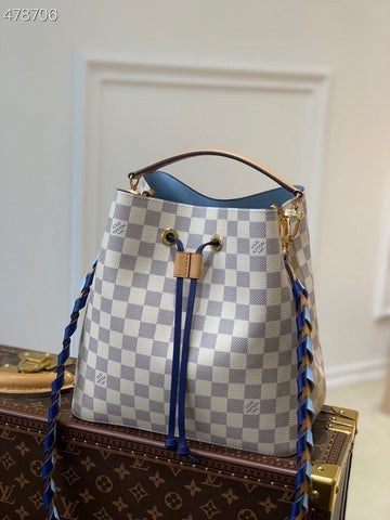 Top Quality NeoNoe Bucket Bag MM Damier Azur Canvas 10.2in/26cm Blue For Women Top Quality N50042