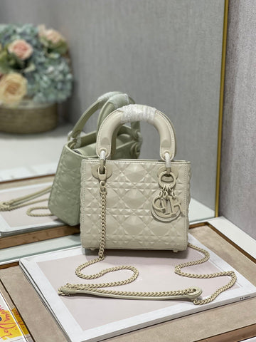 Top Quality Mini Lady Bag Latte Cannage with Beaded Motif, Beige, For Women WomenÂs Handbags, Crossbody Bags, 18cm CD M0505INEA_M030