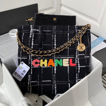 CHL 22 Handbag Gold Hardware Black For Women Handbags, Shoulder Bags 14.2in/36cm AS3262