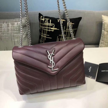 Top Quality Loulou Small Chain Bag In MatelassÃ© "Y" Burgundy For Women 9.8in/23cm YSLÂ 