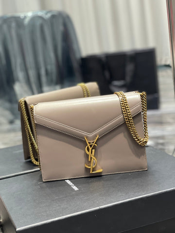 YSSL Cassandra Medium Chain Bag In Grain De Poudre Embossed For Women 8in/22cm YSL