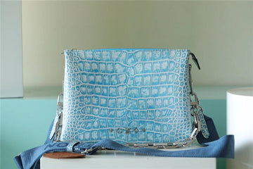 Top Quality Coussin PM High Shiny Alligator Light Blue For Women,  Shoulder And Crossbody Bags 10.2n/26cm Top QualityÂ 