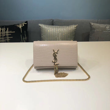 YSSL Kate Small Chain Bag With Tassel In Embossed Beige For Women 7.8in/20cm YSLÂ 