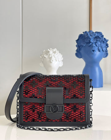 Top Quality Limited Dauphine MM Bags By Nicolas GhesquiÃ¨re With Monogram Lace Black For Women 25cm Top Quality
