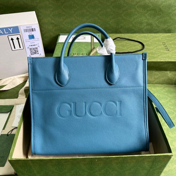 gg Small tote With gg Logo Blue For Women 12in/31.5cm gg 674822 0E8IG 4432