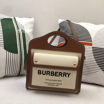 Top Quality Mini Two-tone Canvas And Pocket Bag Brown For Women, Bags 10.4in/26.5cm 80393611