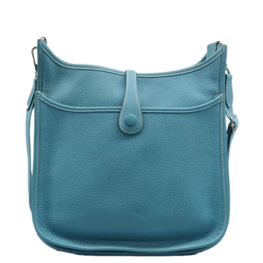 Hermes Evelyne II GM Taurillon Clemence Shoulder Bag Blue Jean