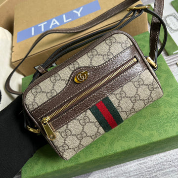 gg Ophidia Mini gg Bag Beige/Ebony gg Supreme Canvas With Brown For WomenÂ  7in/17.5cm gg 517350 96IWS 8745