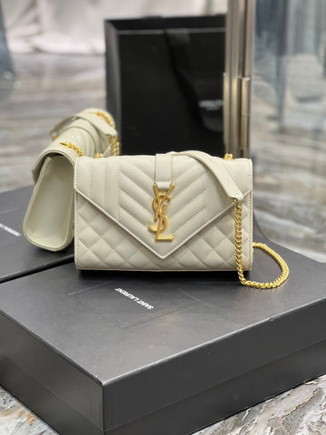 YSSL Small Bag White In Mix Matelasse For Women 8in/21cm YSL 600195BOW919207