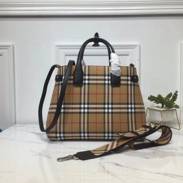 Top Quality Ho Check Derby MeTop Qualityum Banner Purse Tote Black For Women, Womens Bags 14in/35cm