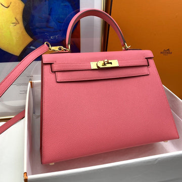 Top Quality Kelly 28 Sellier Epsom Pink Bag For Women, Handbags, Shoulder Bags 11in/28cm