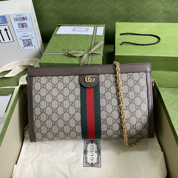 gg Ophidia gg Medium Shoulder Bag Beige/Ebony gg Supreme Canvas Green And Red Web For Women 13in/32.5cm gg 503876 K05NG 8745
