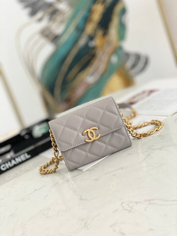 CHLMini Top Qualityap Bag Gold Toned Hardware Grey For Women 4.7in/12cm
