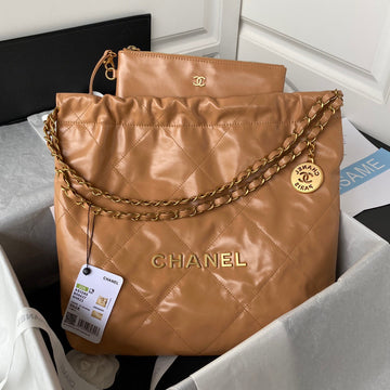 CHL 22 Handbag Gold Hardware Shiny Camel For Women Handbags, Shoulder Bags 16.5in/38cm AS3261 B08037 NB356