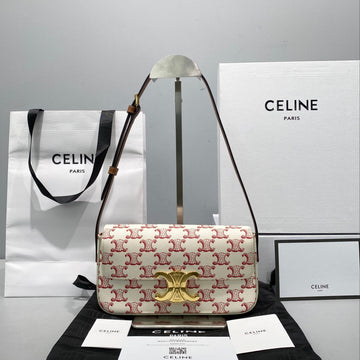 Top Quality Triomphe Shoulder Bag In Triomphe Canvas  Red For Women 8in/20cm 194142CUZ.27ED