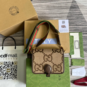 gg Ophidia Mini Jumbo gg Bag Camel And Ebony Jumbo gg Canvas Â For Men 4.7in/12cm ggÂ 