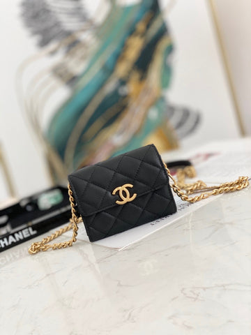 CHLMini Top Qualityap Bag Gold Toned Hardware Black For Women 4.7in/12cm